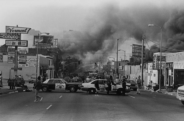Gary Leonard, Torched Buildings, Los Angeles Riots, 1992